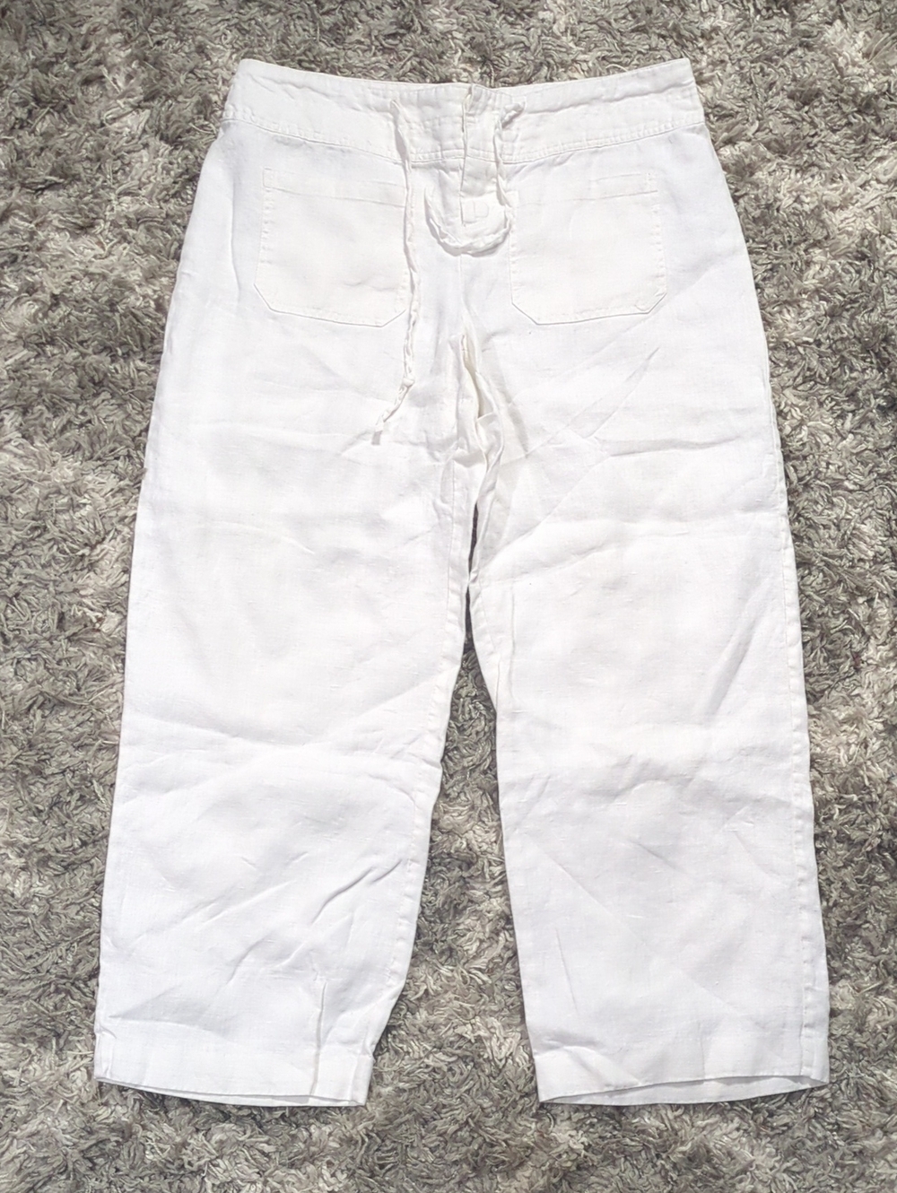 Workshop Andrea Jovine White 100% Linen Drawstring Pants Size 6